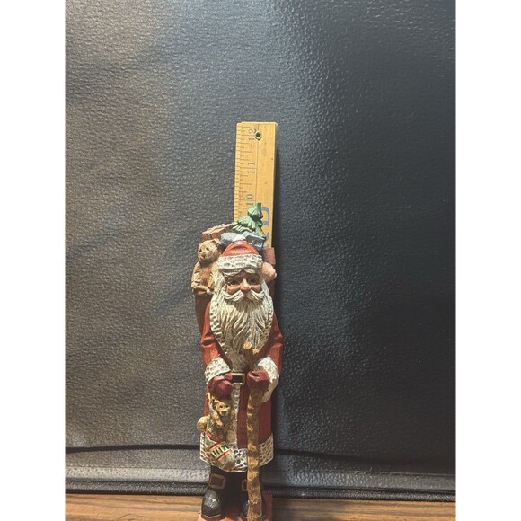 Vintage 10" Old World Santa With Backpack Of Toys Carrying A Walking Stick - Picture 6 of 11